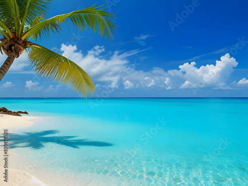 Resting in the sea with palm trees, paradise scenery