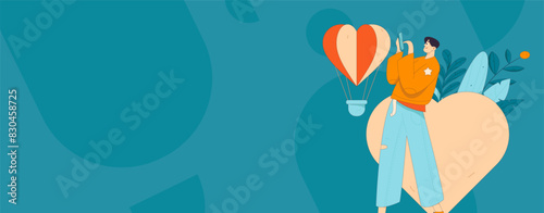 Happy Valentine's Day flat character vector concept business hand drawn illustration
