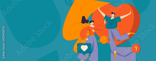 Happy Valentine's Day flat character vector concept business hand drawn illustration
