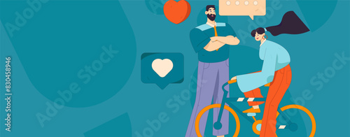 Happy Valentine's Day flat character vector concept business hand drawn illustration
