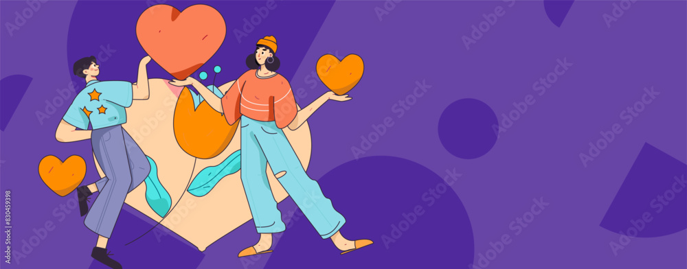 Happy Valentine's Day flat character vector concept business hand drawn illustration
