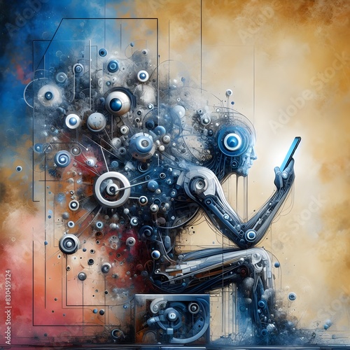 An abstract illustration of how people addicted to their mobile phones