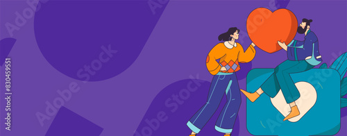 Happy Valentine's Day flat character vector concept business hand drawn illustration
