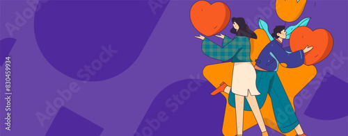 Happy Valentine's Day flat character vector concept business hand drawn illustration
