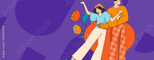 Happy Valentine's Day flat character vector concept business hand drawn illustration
