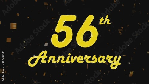 Happy 56th anniversary, motion graphic black background.