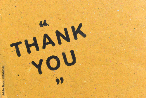 thank you wording on cardboard box texture background
