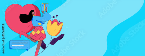 Happy Valentine's Day flat character vector concept business hand drawn illustration
