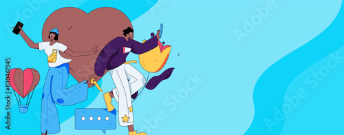 Happy Valentine's Day flat character vector concept business hand drawn illustration
