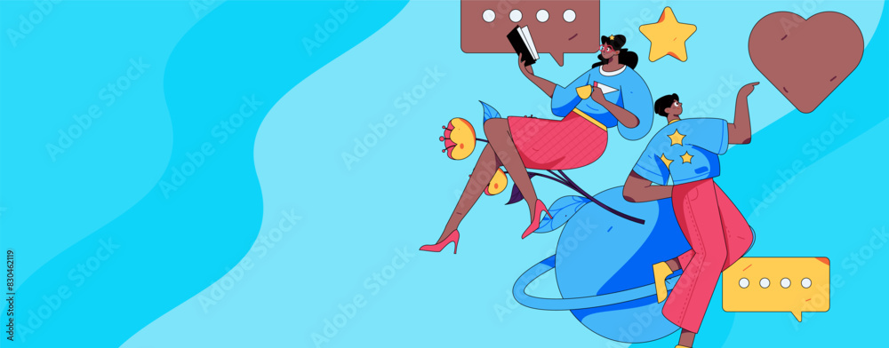 Naklejka premium Happy Valentine's Day flat character vector concept business hand drawn illustration 