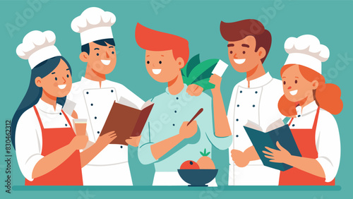 Teams of cooks could be seen huddled together strategizing and perfecting their dishes with precision and care.. Vector illustration