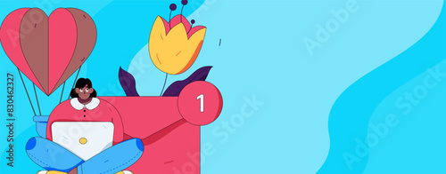 Happy Valentine's Day flat character vector concept business hand drawn illustration
