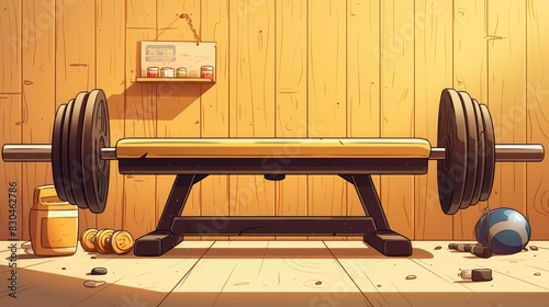Illustration of a lifelike gym bench in cartoon perfect for gym lovers photo