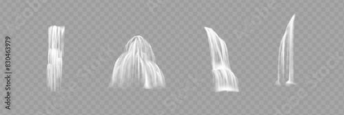 Waterfall, isolated on transparent illustration. A stream of water