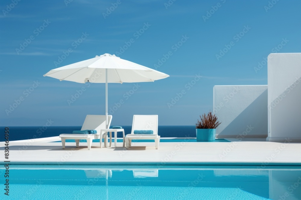 Fototapeta premium Swimming pool architecture furniture umbrella.