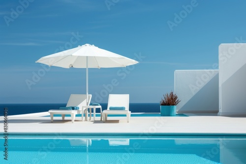 Swimming pool architecture furniture umbrella. © Rawpixel.com