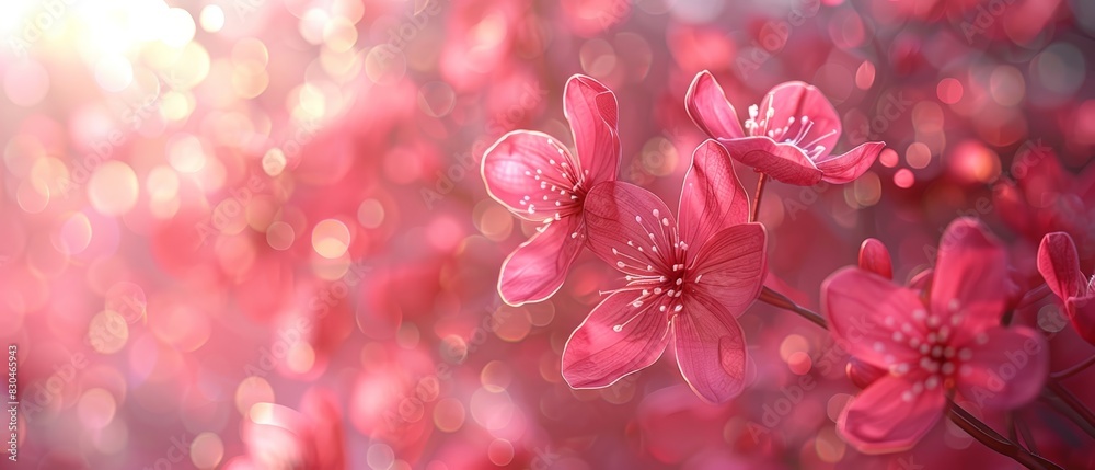 Pink flowers on light backdrop, spring nature background, Womens Day symbol, 8 March, spring season, generative ai