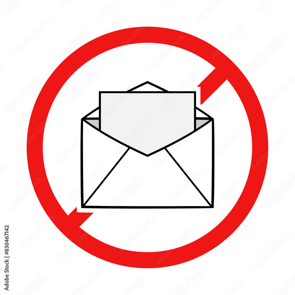 No Letter or Mail Sign on White Background No Letter or Mail Sign on White Background