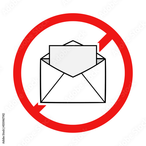 No Letter or Mail Sign on White Background