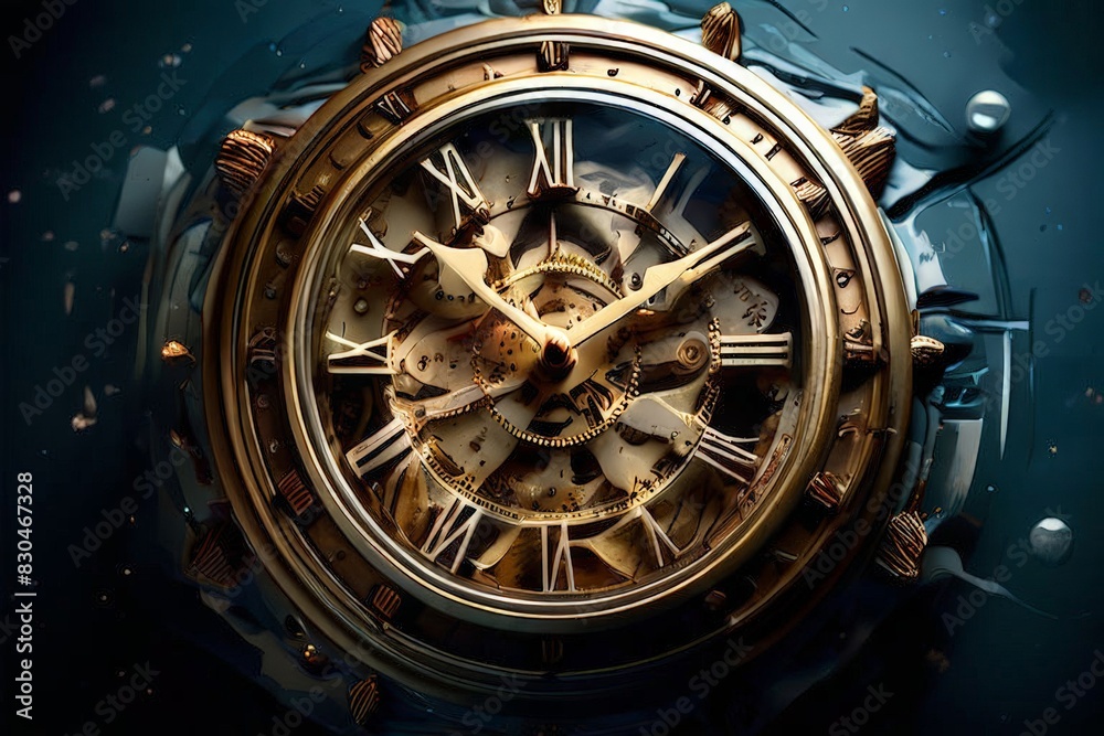 Fototapeta premium Time clock zodiac closeup abstract background