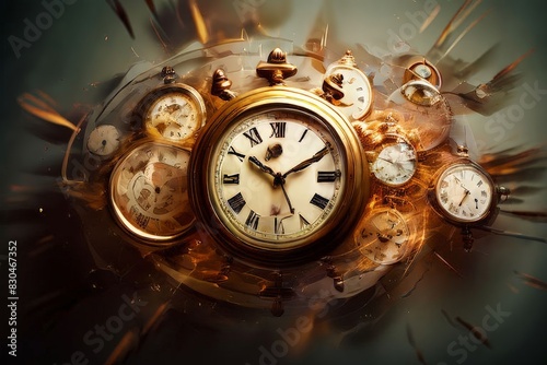 Time clock zodiac closeup abstract background