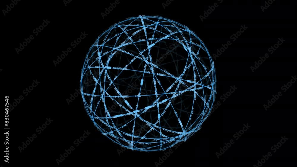 Electric blue circle in geometric pattern on black space Electric blue circle in geometric pattern on black space
