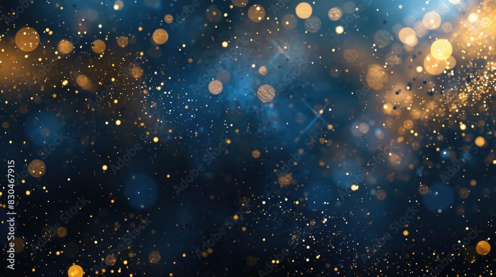abstract background with Dark blue and gold particle. Christmas Golden light shine particles bokeh on navy blue background. Gold foil texture. Holiday concept abstract background with Dark blue and gold particle. Christmas Golden light shine particles bokeh on navy blue background. Gold foil texture. Holiday concept