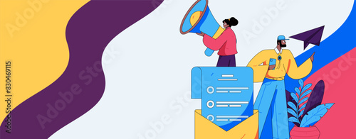 Notification announcement vector creative flat hand drawn illustration
