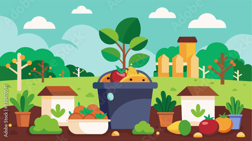 A community composting program reducing waste and providing nutrientrich soil for local gardens.. Vector illustration