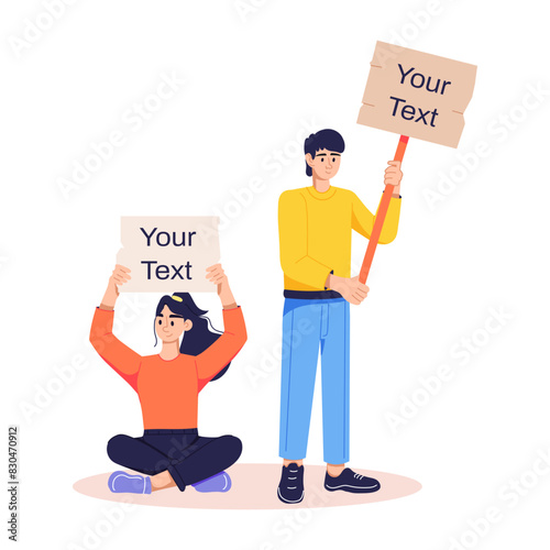 Ready to use flat illustration of passive protest 