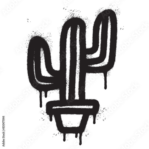 Spray Painted Graffiti cactus icon Sprayed isolated with a white background.