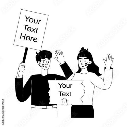 Ready to use glyph illustration of demonstrators 