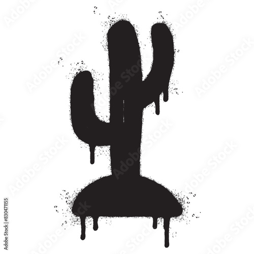 Spray Painted Graffiti cactus icon Sprayed isolated with a white background.