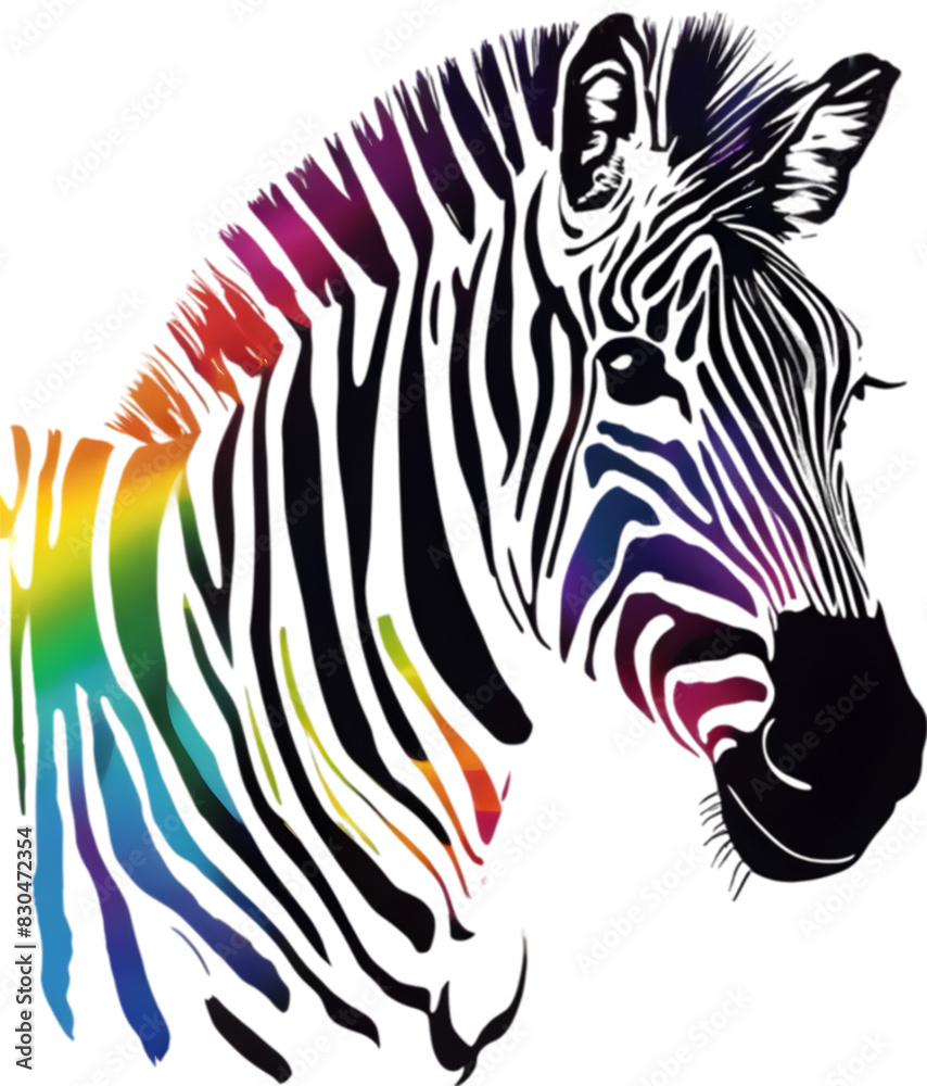 Fototapeta premium This rainbow zebra stencil adds a pop of color to any creative space.