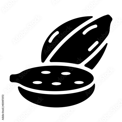 A customizable solid icon of cocoa bean 