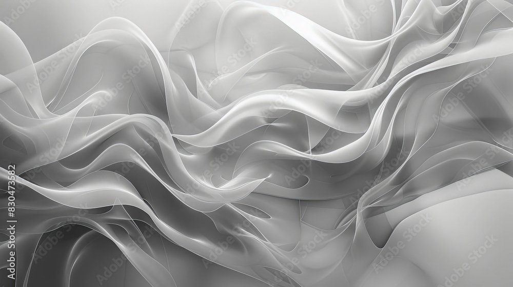 Obraz premium Abstract grey wavy patterns creating a smooth and ethereal appearance