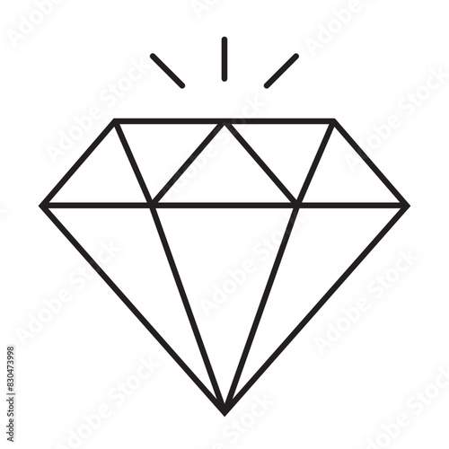 Diamonds in a flat style. Abstract black diamond icons. Linear outline sign. Vector icon logo design diamonds.