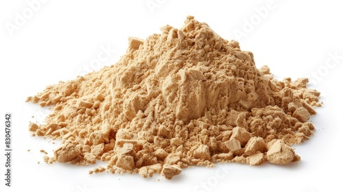 Pile of maca powder on a white background photo