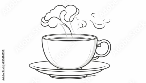 A simple line art depiction of a cup of tea with s upscaled_4