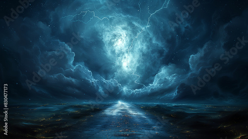 A lonely road disappearing into intense stormy clouds © Dada635