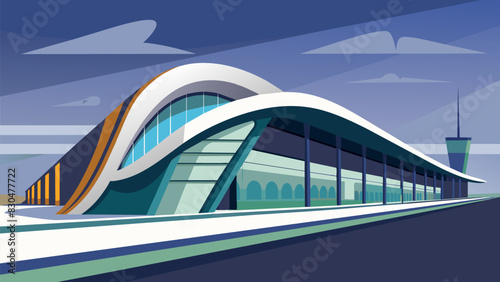 The sleek modern architecture of the station with its curved lines and reflective surfaces made it a popular spot for urban photography and public art installations.. Vector illustration