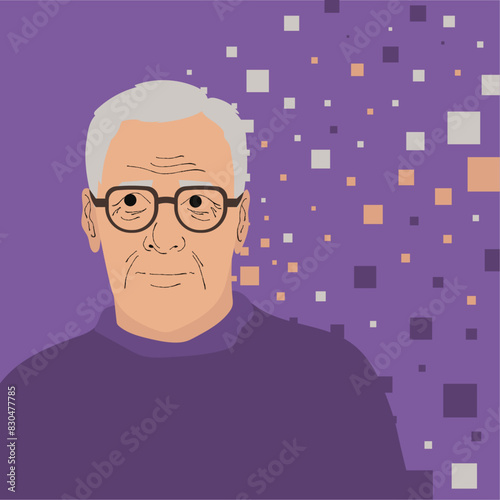 alzheimers disease awareness month june purple memory loss elders illustration