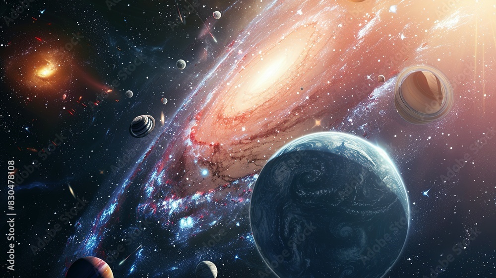 Obraz premium Captivating Cosmic Scene: Nebulae and Galaxies