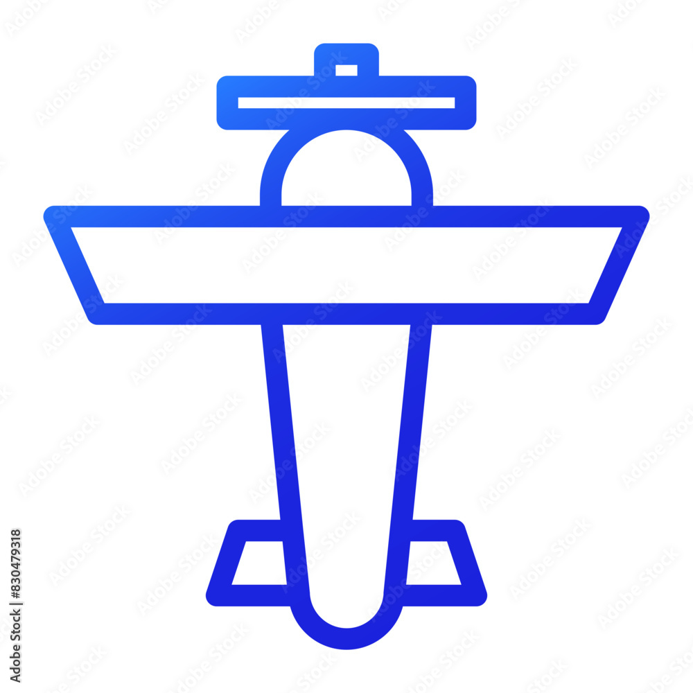 propeller plane seen above gradient icon propeller plane seen above gradient icon