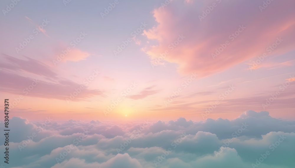 Dreamy pastel colored sky during a beautiful sunr upscaled_4