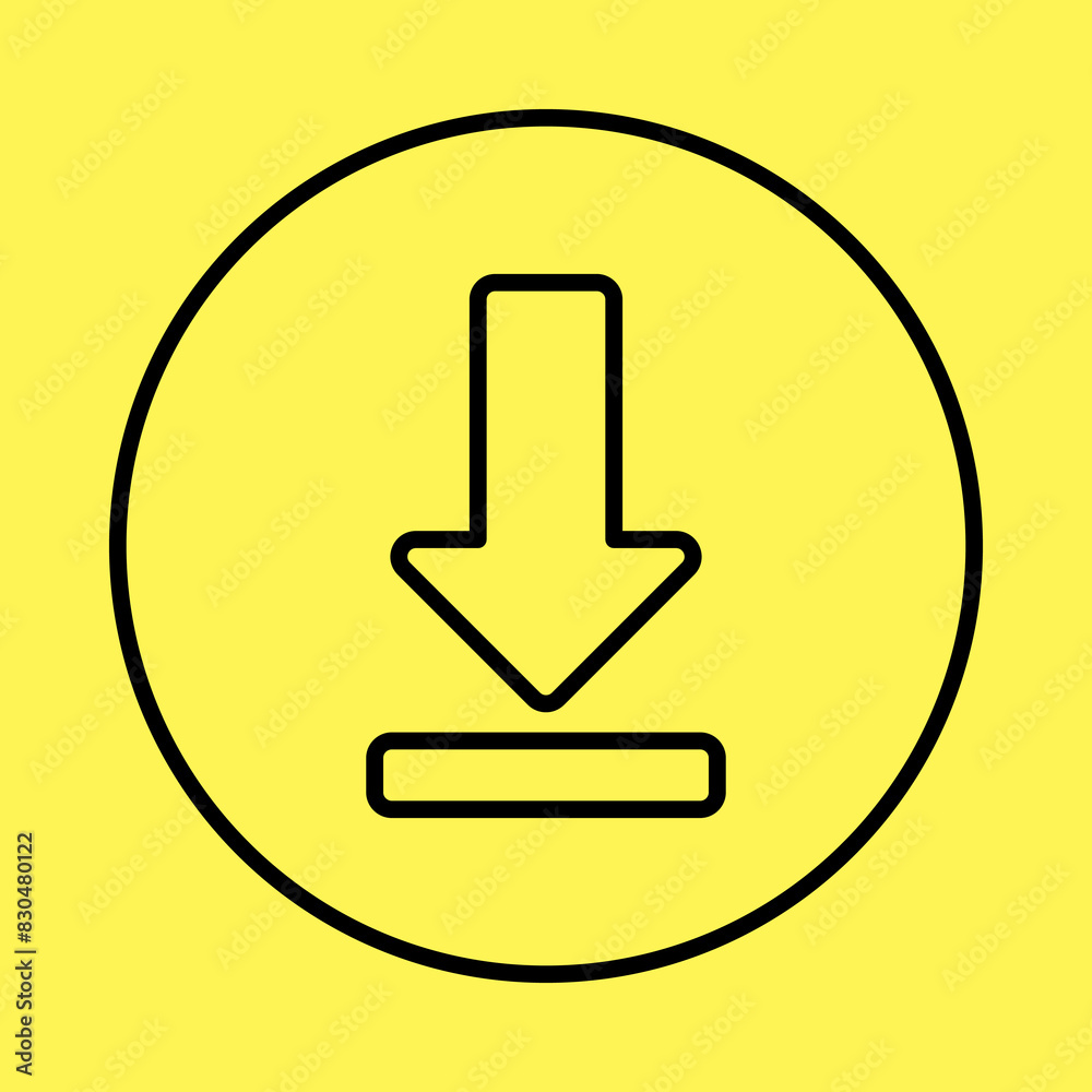 download icon simple, line vector isolated on yellow background. trendy and modern design download icon simple, line vector isolated on yellow background. trendy and modern design