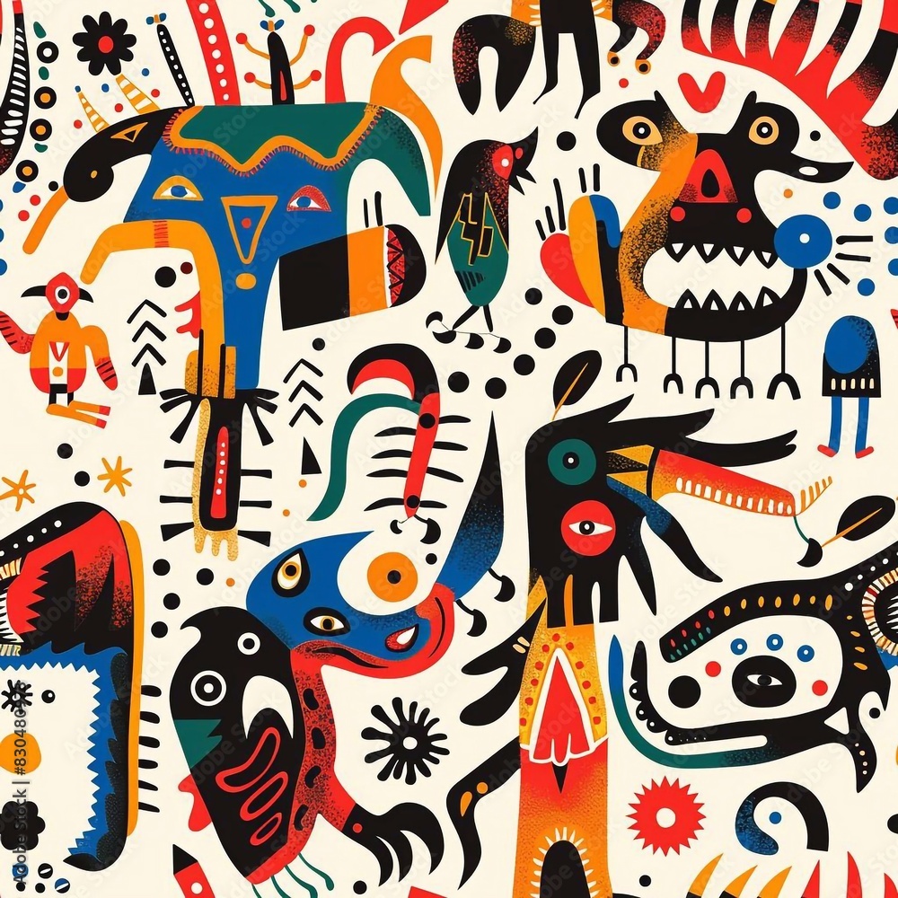 African Native Art Character Design Pattern Seamless generative ai art African Native Art Character Design Pattern Seamless generative ai art