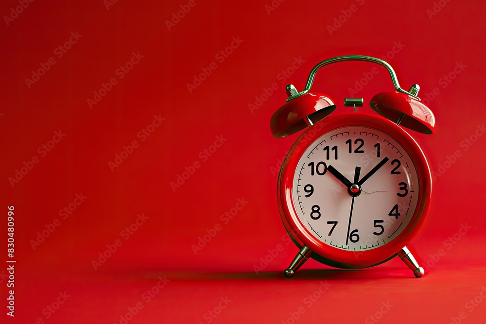 Alarm clock on red background Alarm clock on red background