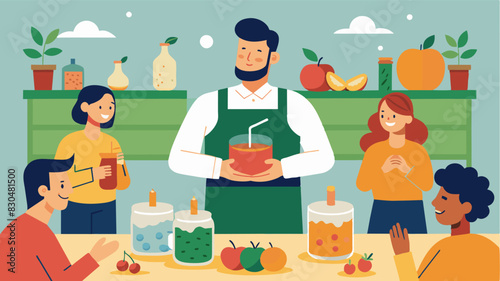 A workshop on fermenting foods led by a passionate food enthusiast.. Vector illustration