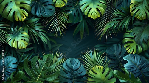 Tropical Nature green leaves frame background